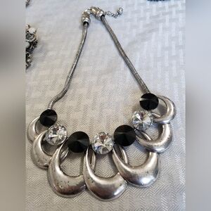 Elegant Silver and Black Necklace